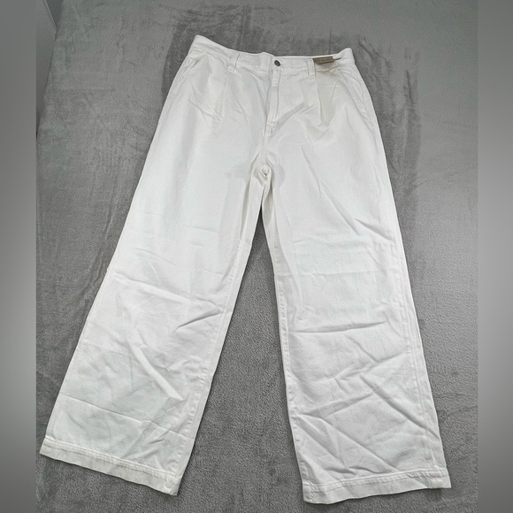 Madewell Pants - NEW Madewell 31, 12 The Harlow Wide Leg Jeans White 100% Cotton Pleated Pants